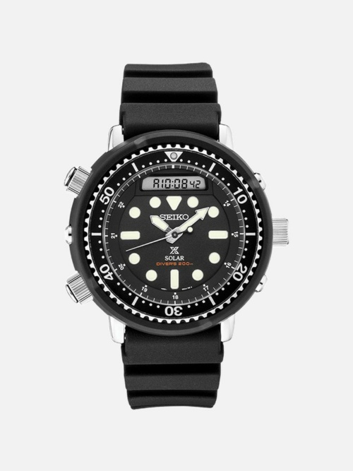 Seiko Prospex Black Solar Diver Silicone Band Watch