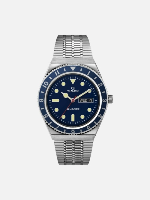 Timex Q Reissue Blue Dial and Bezel 38mm Stainless Steel Bracelet Watch